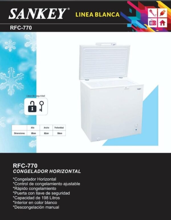 CONGELADOR HORIZONTAL DE 200 LITROS MARCA SANKEY - Imagen 4