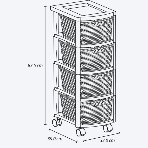 Cajonero Apariencia Rattan 4 Gavetas Altas - Imagen 4