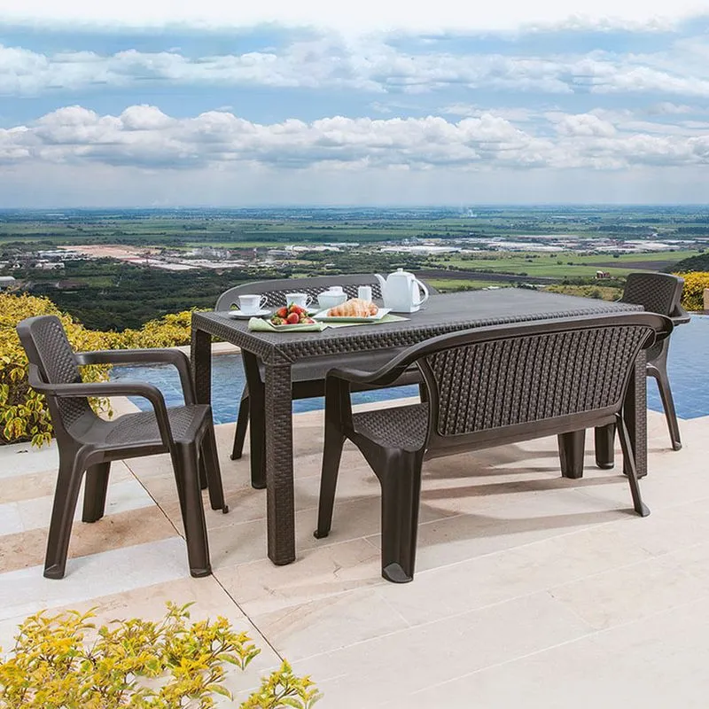 Combo Comedor Familiar Eterna (1 Mesa + 2 Sillas Con Brazos + 2 Sillas Dobles)