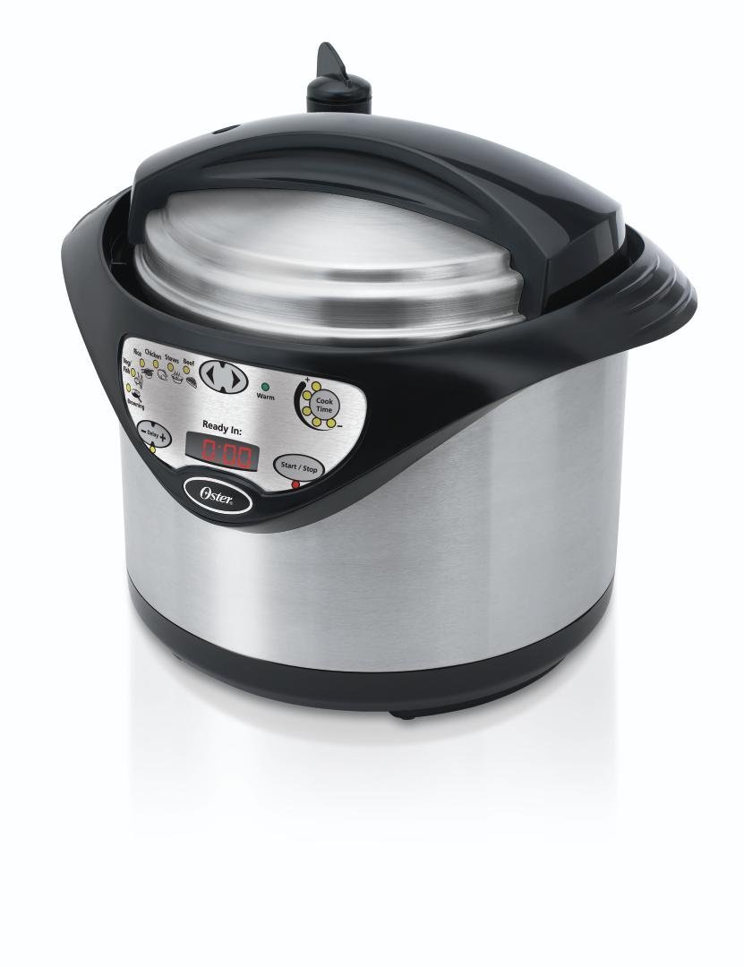 Oster FPSTPC4801 - Olla a presión eléctrica de 5 cuartos de galón, acero inoxidable cepillado