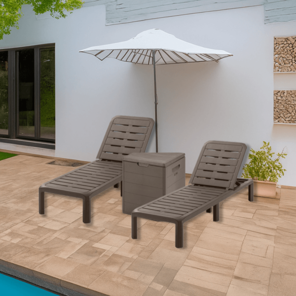 Combo Piscina (2 Camas Asoleadoras + 1 Baúl 100 Lt)