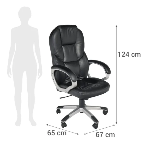 Silla de Escritorio Ergonómica Ejecutiva Giratoria Reposabrazos acolchado Negra - Imagen 3