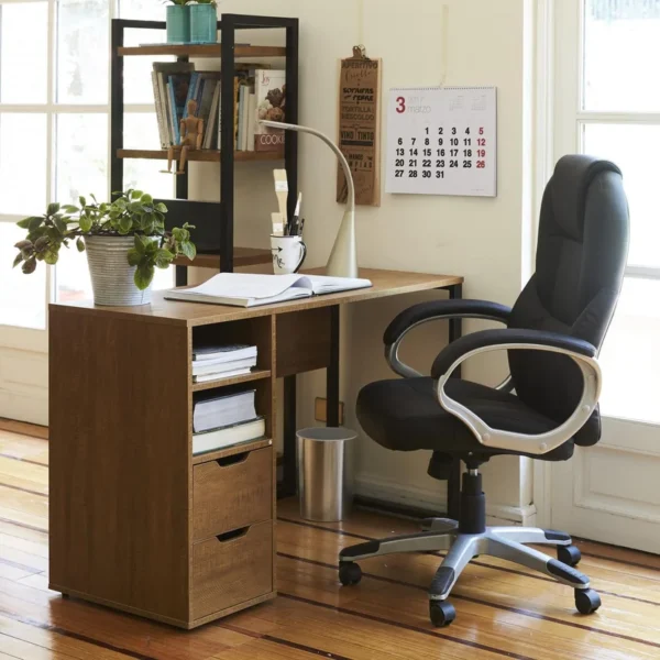 Silla de Escritorio Ergonómica Ejecutiva Giratoria Reposabrazos acolchado Negra - Imagen 2