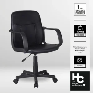 Silla de Escritorio Ejecutiva Giratoria Respaldo bajo Negra