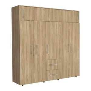 Closet Bigaf 6 Puertas 3 Cajones 200x204x50,3 cm Madera Natural