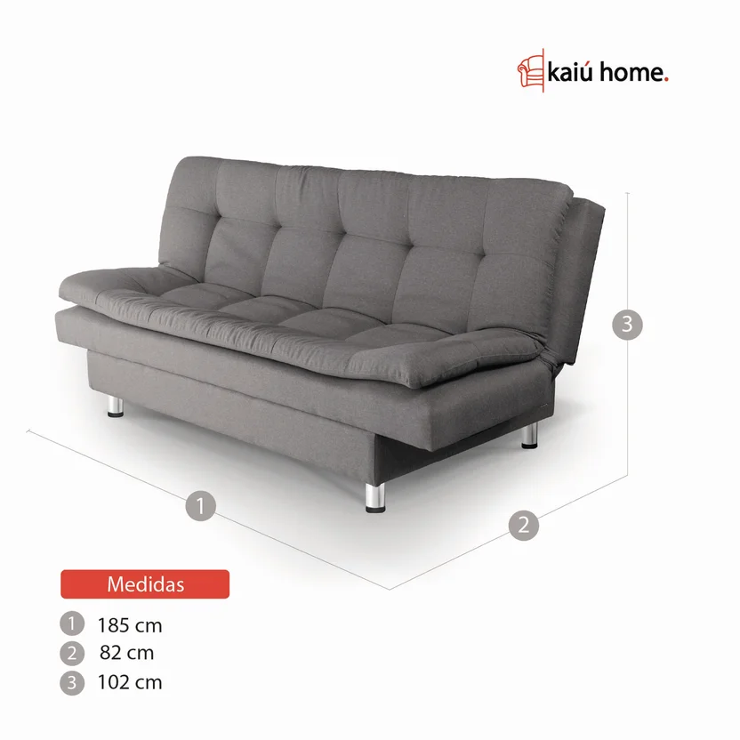 Sofá Cama Dante 180X86X100 Gris Tela Tipo Lino